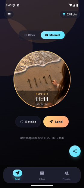 A Moment — 11:11 written in the sand