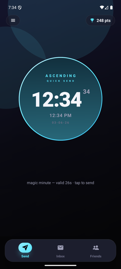 Sync home lit up on the magic minute 12:34